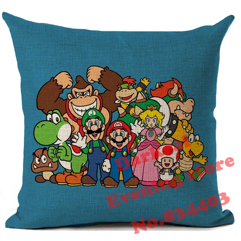 Наволочка для подушки с рисунком Супер Марио из хлопка и льна, наволочка для дивана и автомобиля, декоративная подушка для дома, чехол Cojines - Цвет: 2
