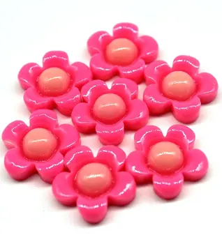 

300pcs Resin Flower Beads sunflower cabochon flatback decoden, Fuchsia, Pink 2 tones 18mm display