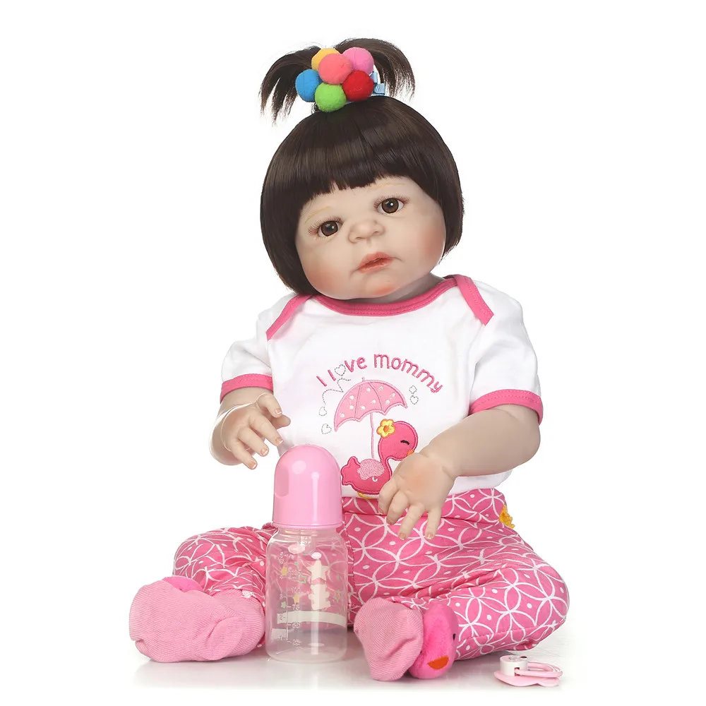 

NPK 22 Inch Doll Reborn Full silicone Vinyl Babies For Girls Hair Wig real ture Alive Soft Baby Doll bebe gift bonecas reborn