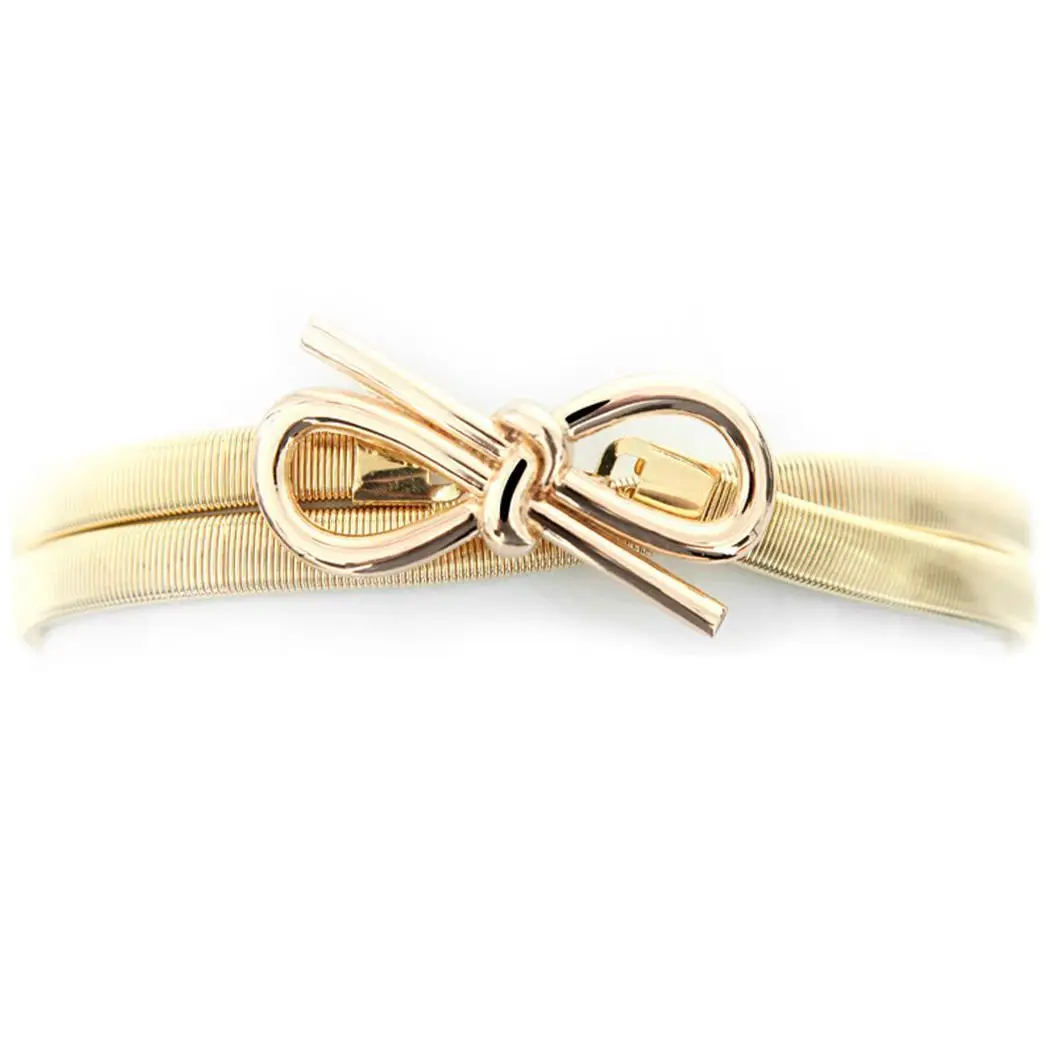 

Women Fashion Elastic Metal Chain Bow Decorative Hook Buckle Belt Wedding Party Dating Casual0 9cm 0 4inch