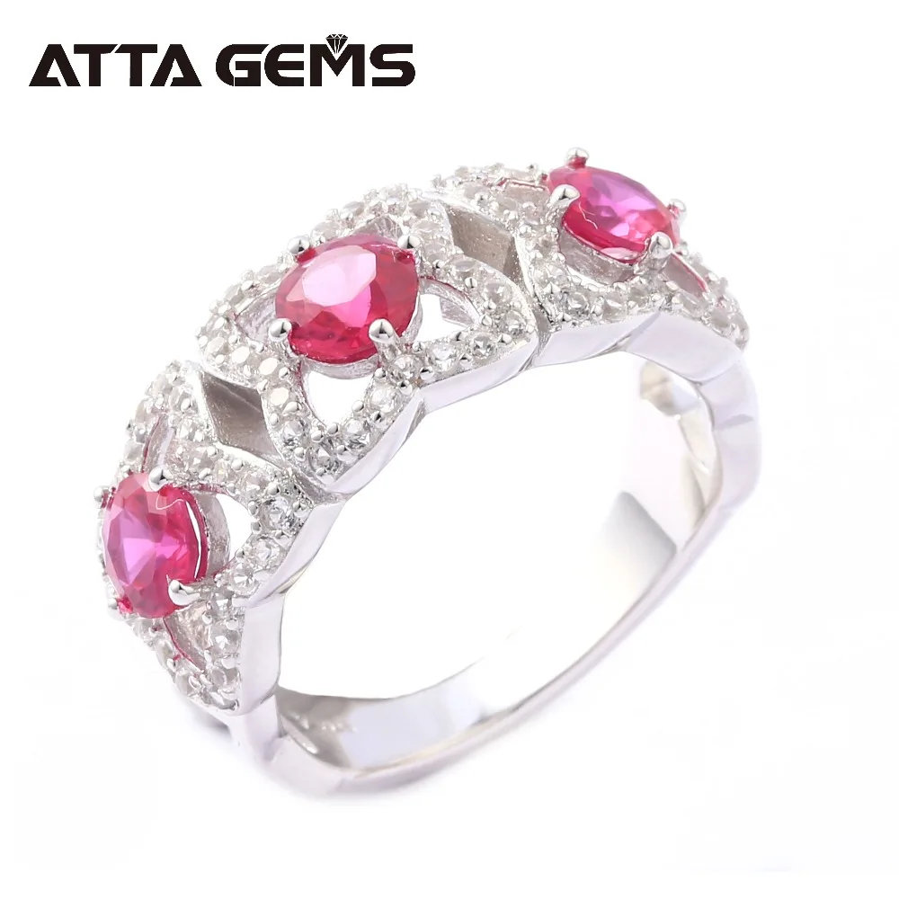 

Red Ruby Sterling Silver Women's Ring 3 Carats Created Ruby Silver Ring Wedding Band for Women Fine Jewelry Brand Classic Ring