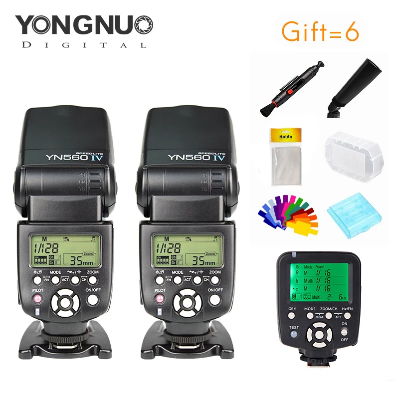 Yongnuo 2 шт. YN560 IV Speedlite + YN560TX беспроводной контроллер вспышки и триггер 4 ГГц для Canon