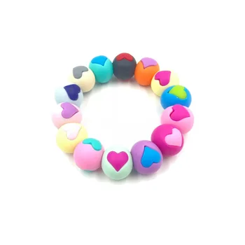 

5pcs/pack Silicone Heart Shape Beads Food Grade Teething Accessories Baby Shower Toy Necklace Bracelet Baby Teether