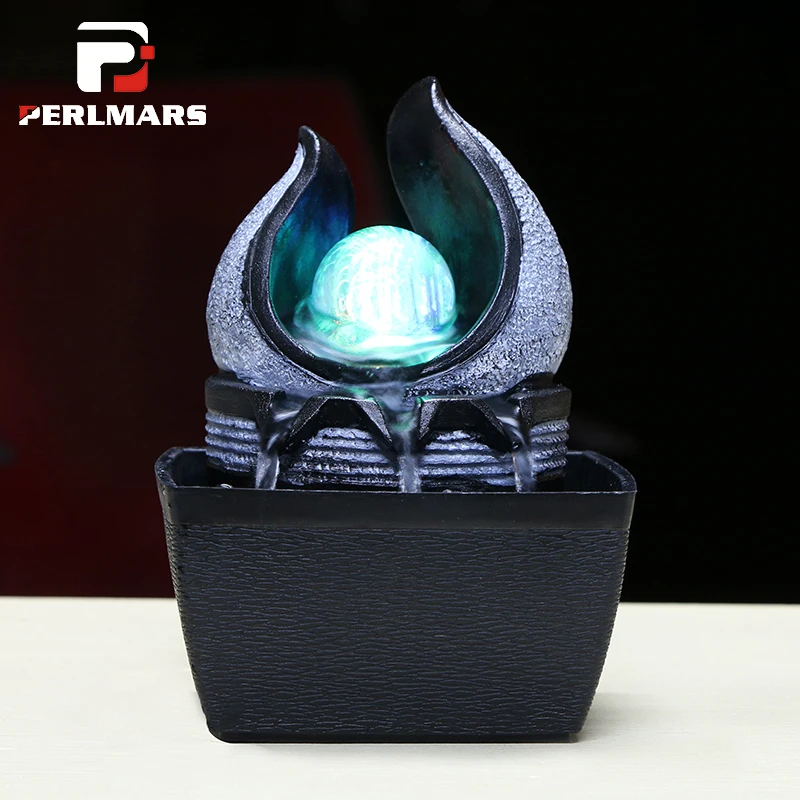 Kopen 110 240 V Moderne Fontein Hars Desktop Feng Shui Kristal Bal Geluk Woonkamer Kantoor Home Decor Creatieve Kantoor Relatiegeschenk