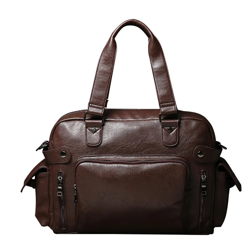 

Large Capacity Men's Casual Shoulder Bag PU Leather High Quality Totes Handbag Business Big Travel Men Messenger Bags
