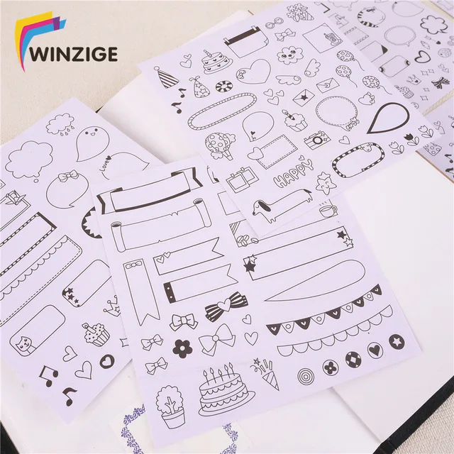 6 pcs set kawaii paper stickers scrapbooking calendar diary bullet