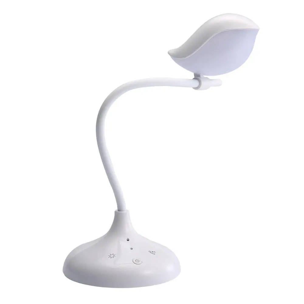 Настольная лампа с регулируемой яркостью для птиц, перезаряжаемый светодиодный настольный светильник, Ночной светильник с Bluetooth, беспроводной динамик, украшение дома - Цвет абажура: White