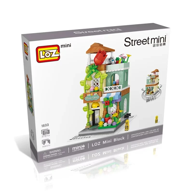 LOZ Mini Street View City строительные блоки DIY сборка Обучающие кирпичи 3D архитектура модели магазин детский подарок рождественские игрушки - Цвет: Flower Shop With Box