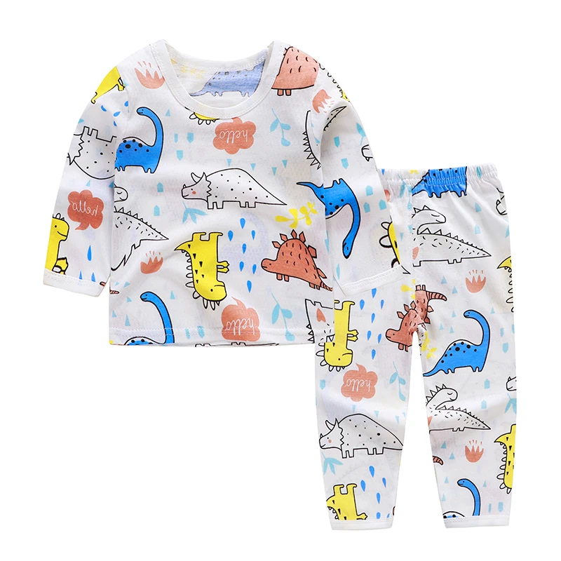 Милая Детская осенняя Пижама, комплект одежды, пижама с героями мультфильмов для мальчиков и девочек детский топ с длинными рукавами+ штаны, домашняя одежда для малышей - Цвет: dragon