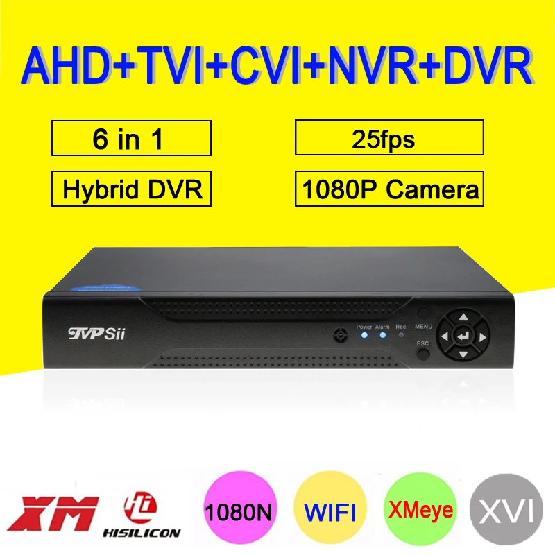 

1080P CCTV Camera XMeye Hi3520D 4 Channel 4CH 1080N 25fps 6 in 1 Hybrid Coxail NVR TVI CVI AHD DVR Surveillance Video Recorder