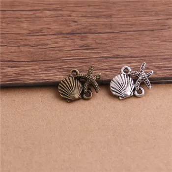 

20PCS 14*18mm Tibetan Two Color Conch Starfish Connector Charms Pendants for Jewelry Making DIY Handmade Craft