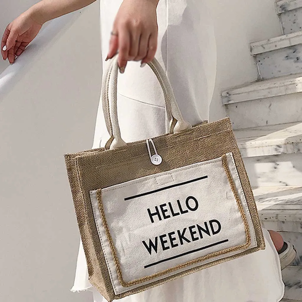 

Women Linen Luxury Tote Large Capacity Female Casual Shoulder Bag Lady Daily Handbag Fresh Beach Shopping Bag Sac à provisions