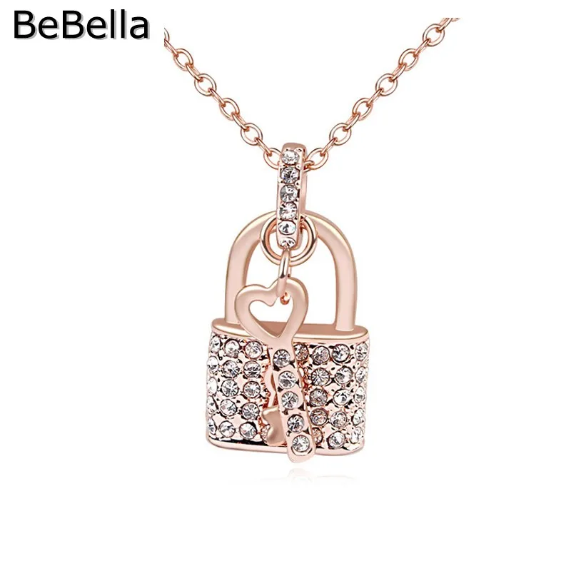 

BeBella New arrival Lock and key pendant necklace made with Czech crystal for women gift