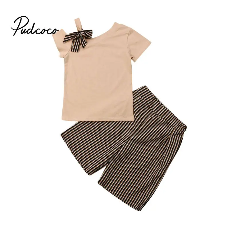 

pudcoco 2019 Children Clothing Suits For Girls Clothes Kids Toddler Enfant Fille Infantis Outfits Irregular T-shirt +Shorts 2Pcs