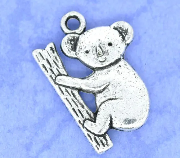 Подвески DoreenBeads из цинкового металлического сплава серебристые Koala 20 мм (6/8 дюйма)