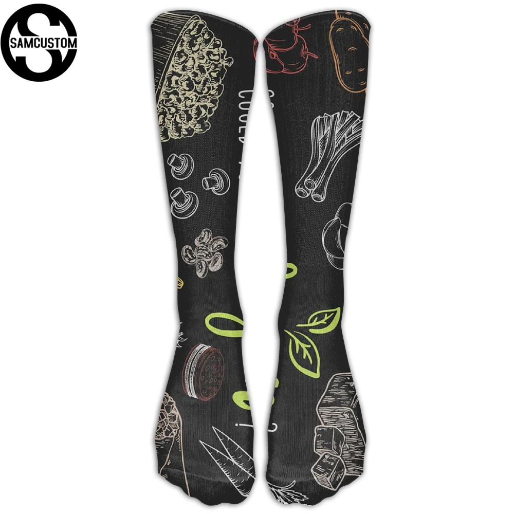 

SAMCUSTOM vegan 3D Printing Fashion Knee Socks Women Cotton High Over The Knee Stockings For Ladies Long Stocking