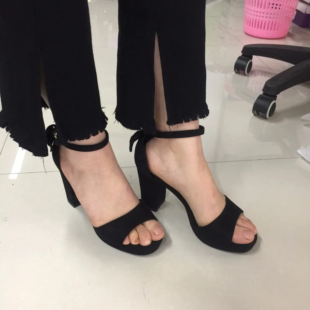 black ankle strap sandals heels