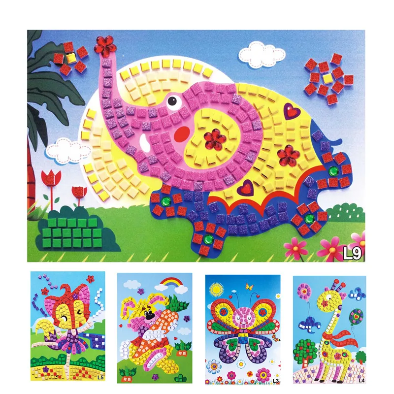 Креативные 10 шт. хрустальные EVA пены мозаичные наклейки картины Пазлы игрушки для детей Образование детский сад 3D Пазлы DIY ремесла игрушки