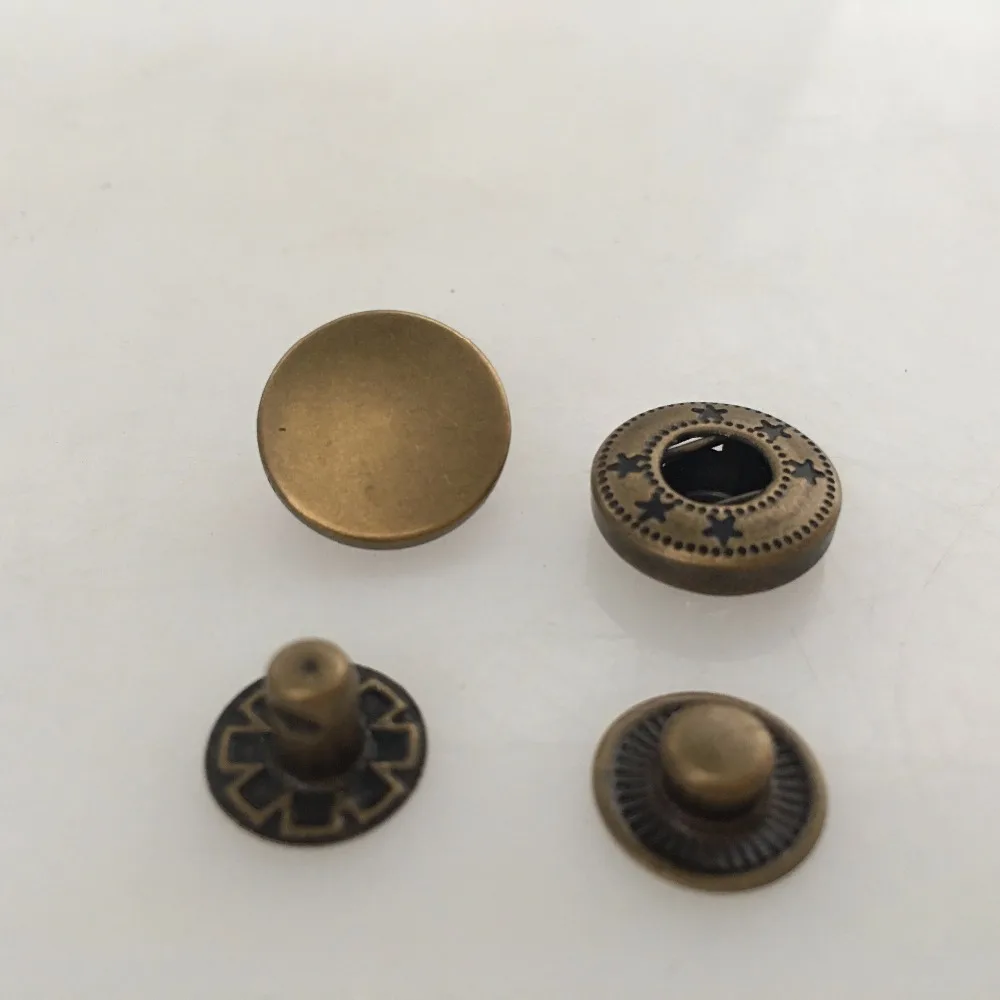 1000 pcs 15mm 831 Antique Brass / Silver Metal Snap Spring Fasteners