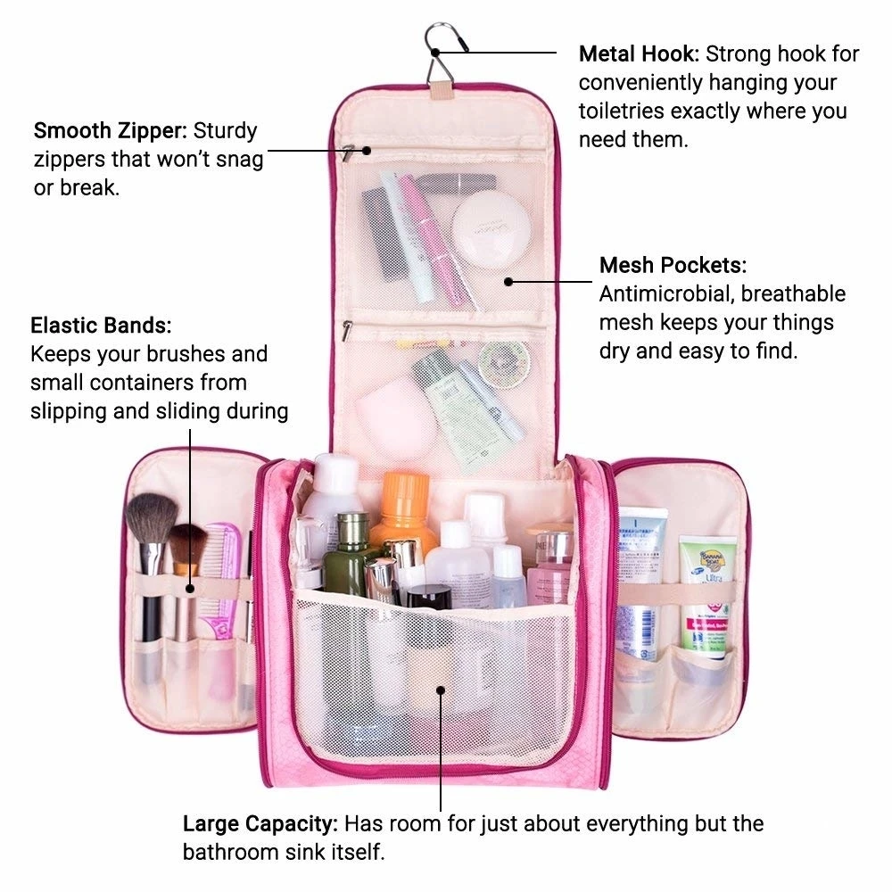Large Hanging Travel Toiletry Bag - Heavy Duty Waterproof Women's Makeup Organizer Bag Men's Shaving Kit Toiletry Bag for Travel (4)