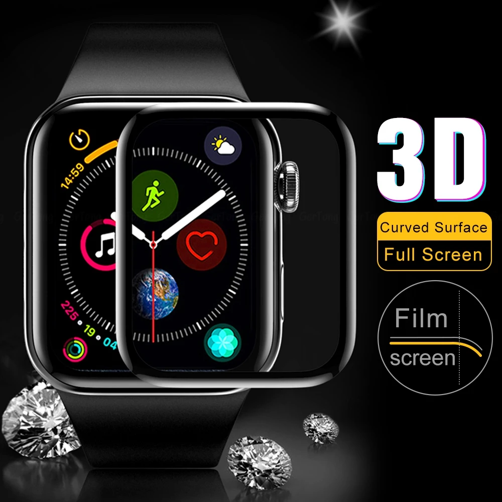 3D изогнутое закаленное стекло для Apple Watch 42 мм 44 мм 40 мм 38 мм сверхпрочная Защитная пленка для Apple Watch серии защита экрана