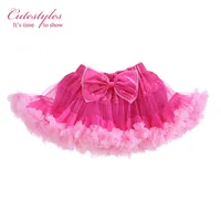 Cutestyle New Retail Infant Tutu Girl Skirt With Big Bow Lace Rosy Pettiskirt Fluffy Party Children Dancing Skirt TD20423-03 
