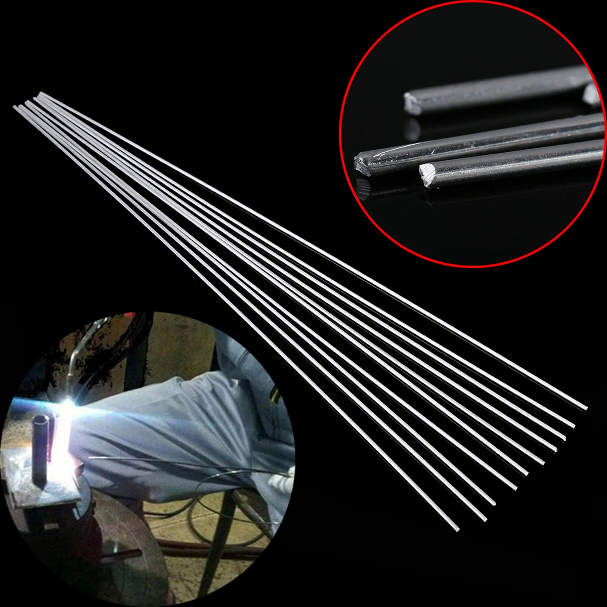10pcs Silver Low Temperature Welding Rods Metal Aluminum Magnesium Welding Sticks 2.4mmx450mm