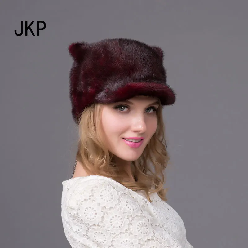 

JKP 2018 Winter women fur hats imported real mink fur hat Orecchiette skullies beanies Fashion cap DHY-61