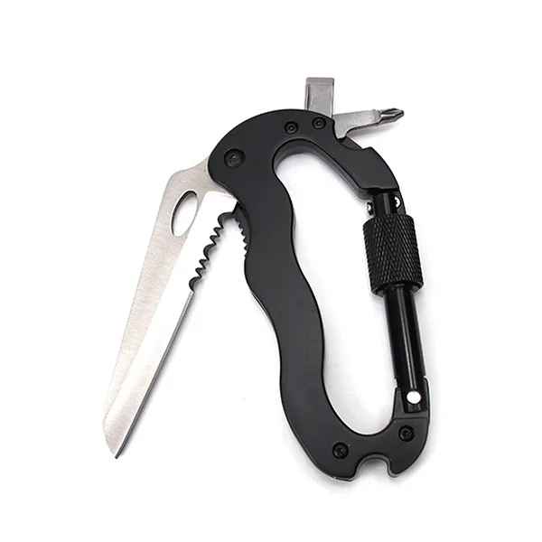 

6-in-1 Multitool Folding Knife Locking Carabiner Hanging Buckle Tool Camp Hike Outdoor Multipurpose EDC Gear Hand Tool