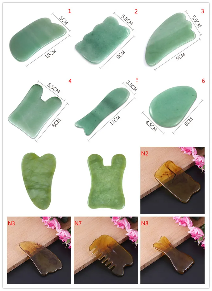 1PC Natural Guasha Board Facial Eyes Scraping Gua Sha SPA Massage Tool Health Care Beauty Acupoints Plate Massager 16 Styles