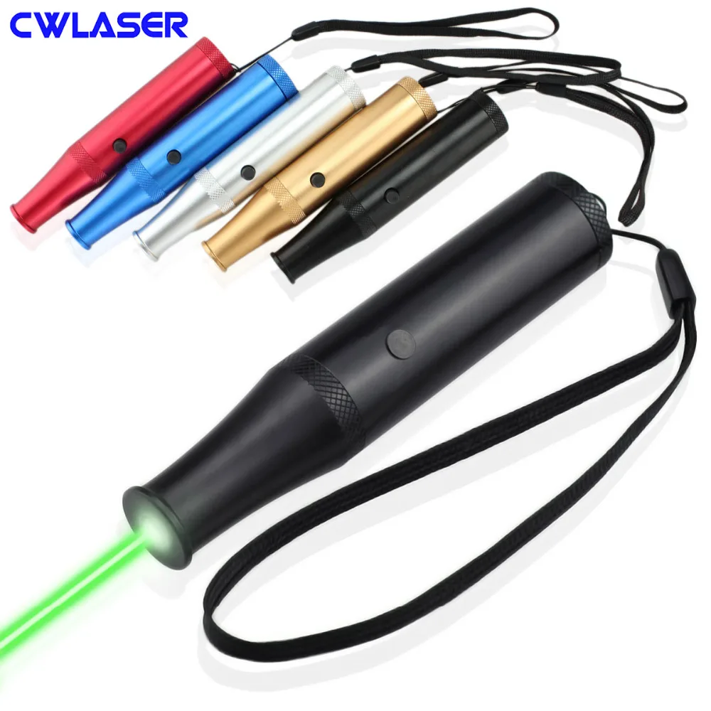 CWLASER 532nm форма бутылки зеленая лазерная указка с Lanyard и 16340 аккумуляторная батарея (5 цветов)