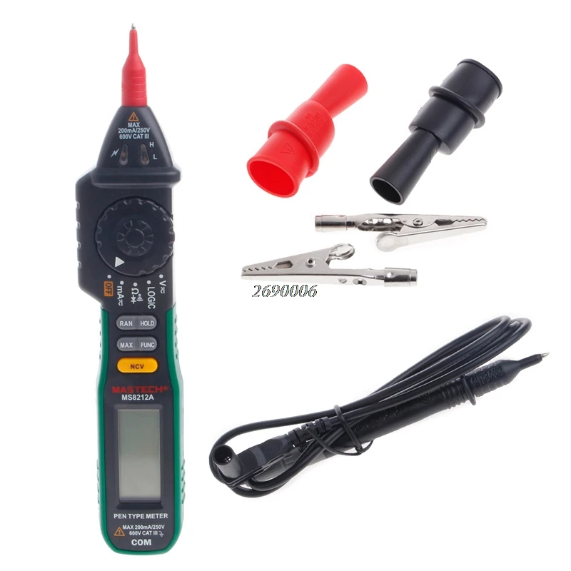 

MS8212A Pen type Digital Multimeter Multimetro DC AC Voltage Current Tester Diode Continuity Logic Non-contact Voltage