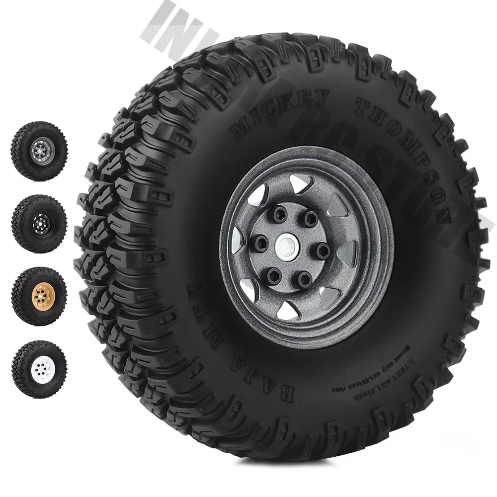4 Pcs 1.55/" Tire /& Wheel Rim for 1//10 RC D90 TF2 Tamiya CC01 LC70 RC Crawler Car