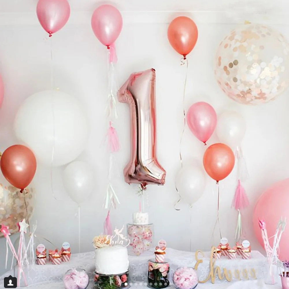 Розовое золото круглый Количество шариков воздушные шары на день рождения вечерние украшения Дети Единорог вечерние Eid Mubarak Globos Baby shower воздушный шар