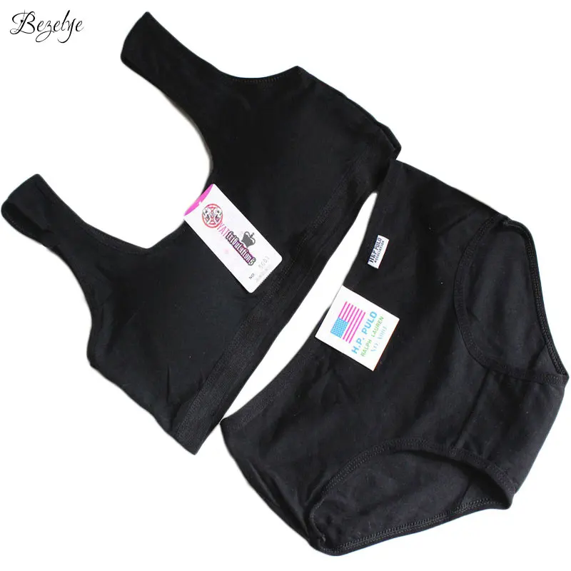 Solid Child Bra Set U Shape Sport Girls Vest Underwear Set for Girls Wire Free Student Child Training Bra Set