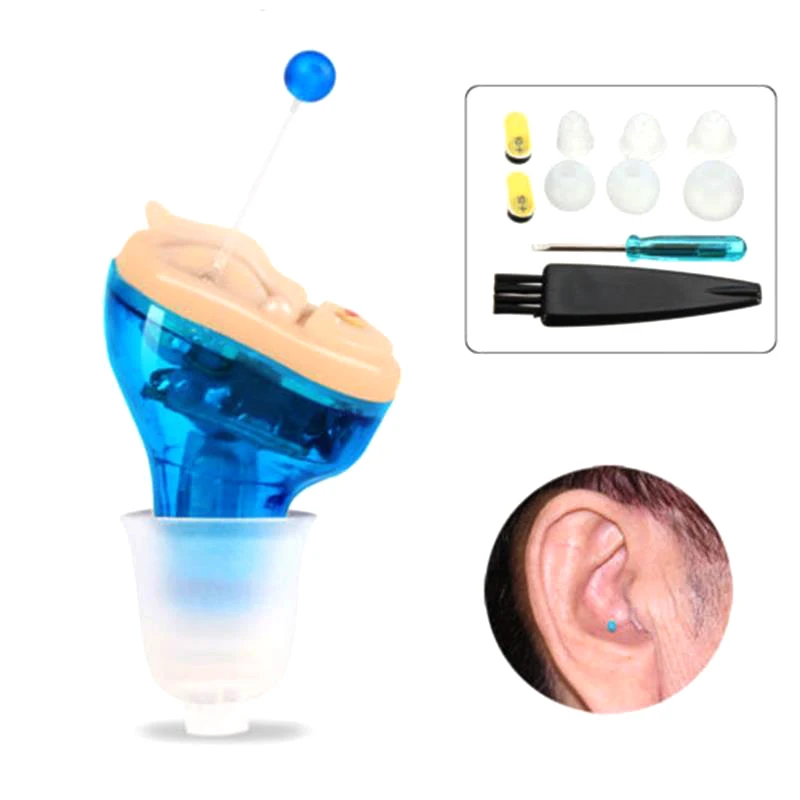Новое поступление, профессиональный мини невидимый слуховой аппарат, усилитель звука в уши, усилитель голоса - Цвет: blue