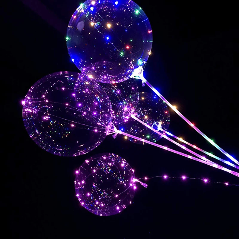Светящийся светодиодный БОБО воздушный шар с палочками гелиевый прозрачный шар Свадебные украшения на день рождения детский прозрачный СВЕТОДИОДНЫЙ шарик