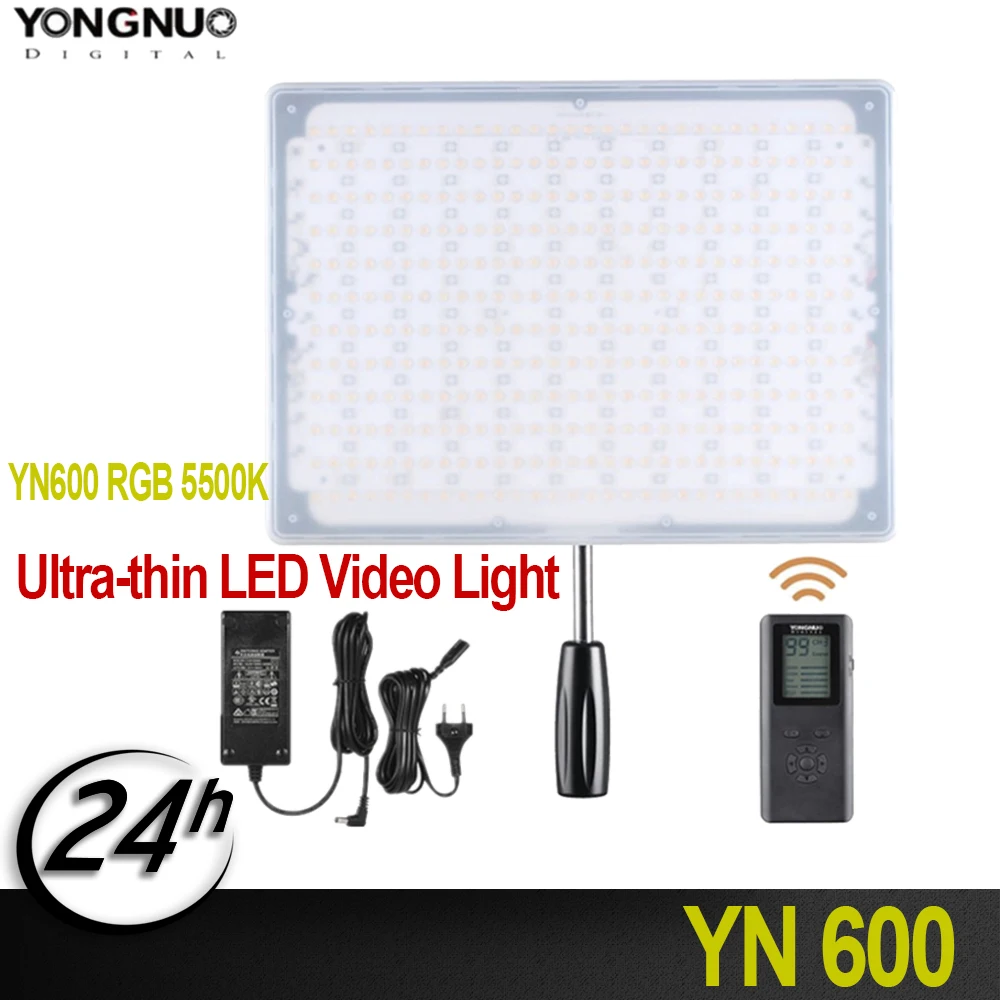 

New YONGNUO YN600 RGB 5500K ultra-thin LED Video Light Photographic Lighting with Remote Control Studio Lighting+AC Adapter