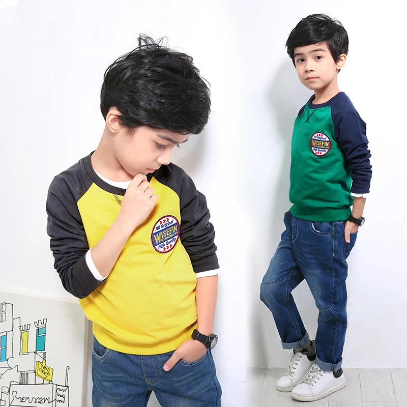 Teen Boys Sweatshirts Bright Color Yellow Green Red Long Sleeve Cotton ...