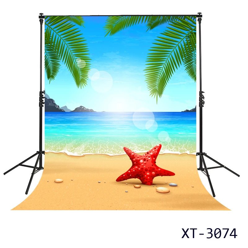 6x8 FT Backdrop Photographers,Cartoon Style Illustration of The Palm Trees and Crabs on Beach Cloudy Sky Print Background for Baby Shower Birthday Wedding Bridal Shower Party Decoration Photo Studio 
