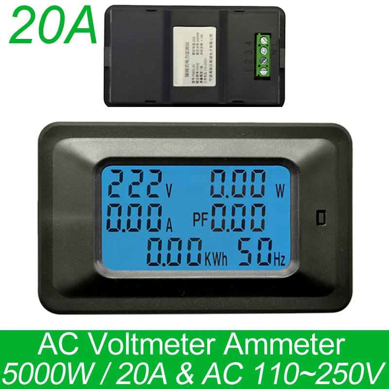 

AC 25KW 85~250V 20A Digital Voltage Meters indicator Power Energy Voltmeter Ammeter current Amps Volt wattmeter tester detector