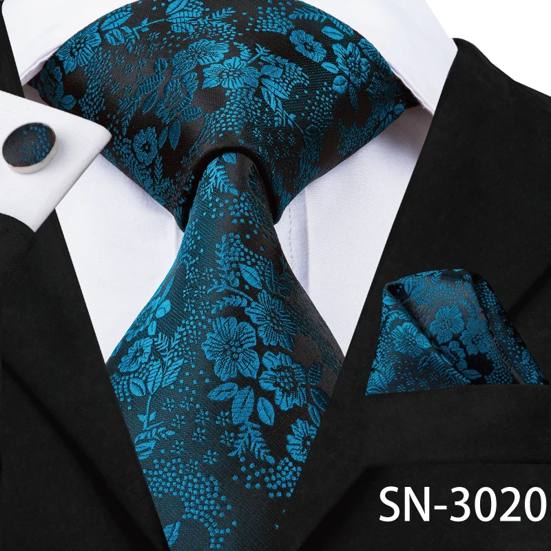 SN-3020 Hi-Tie, новинка, зеленые шелковые мужские галстуки для мужчин, 8,5 см, Классические мужские галстуки для свадебной вечеринки, набор, животные, полосатый галстук на шею и носовые платки - Цвет: SN-3020