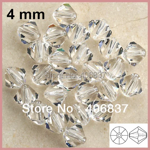 Бесплатная доставка! 720 шт./лот китайские высококачественные бусины Bicone Crystal Clear 4