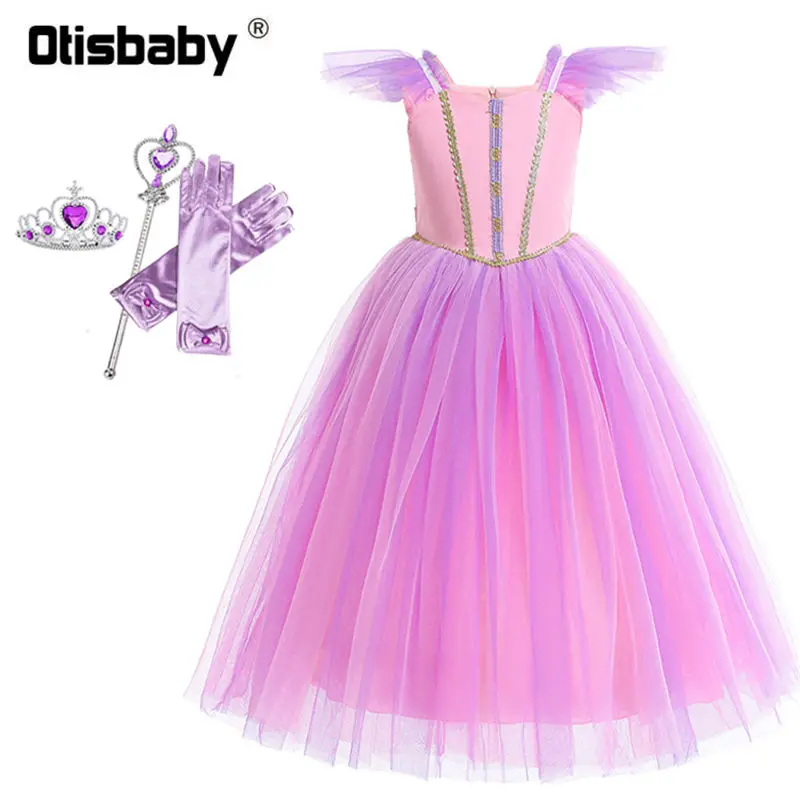 Bebe/розовое платье принцессы Ариэль для девочек Детский костюм Рапунцель для костюмированной вечеринки на Хэллоуин нарядное платье феи с фатиновой юбкой-пачкой - Цвет: E