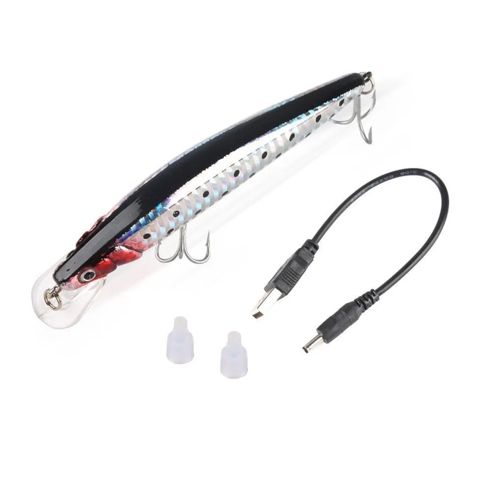 Rechargeable Fishing Lures LED Electric Vibrate Charging Fish Lure Bait Hook USB 
