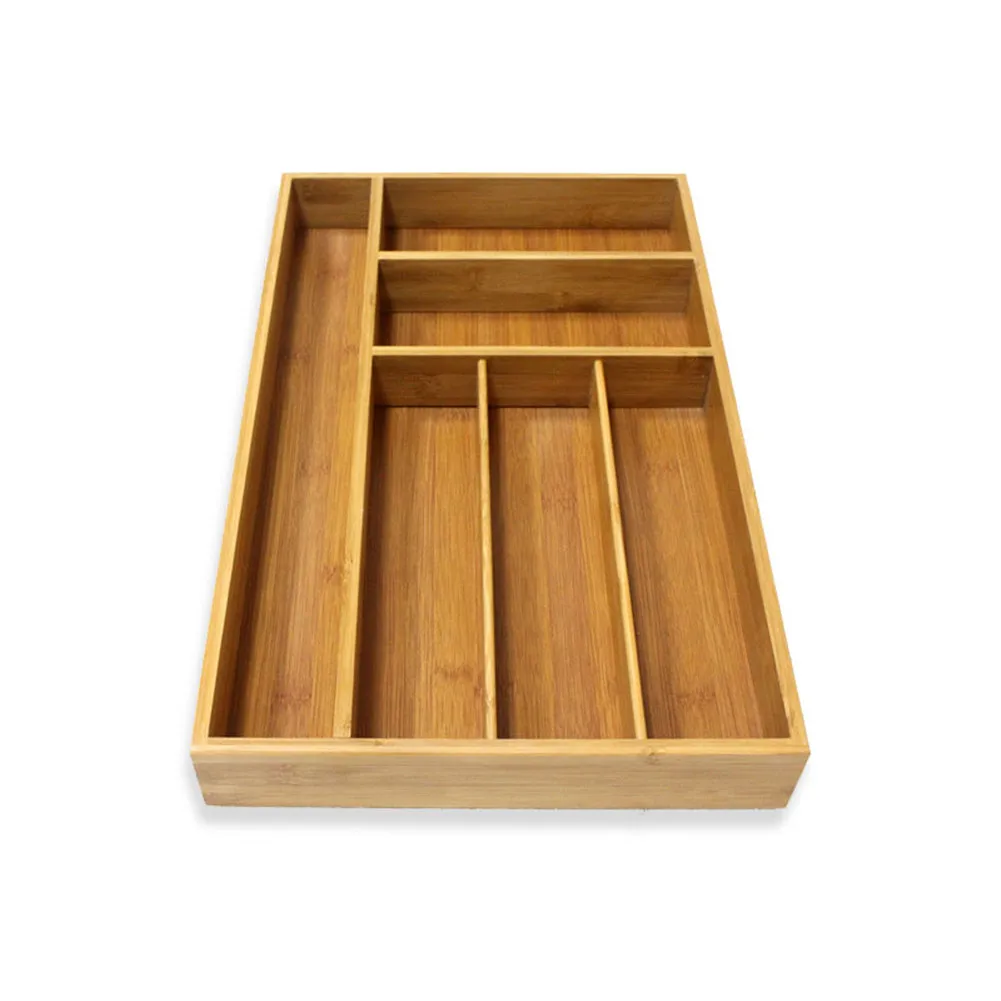 6-Grid кухня не выдвижной бамбуковый лоток для столовых приборов коробка для хранения столовой посуды кухонные ювелирные изделия инструменты ящик Органайзер