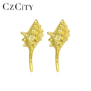

CZCITY Unique Design Sea Couch Stud Earrings for Women Alternative Style 925 Silver Female Earrings Fine Jewellery Brincos Gifts
