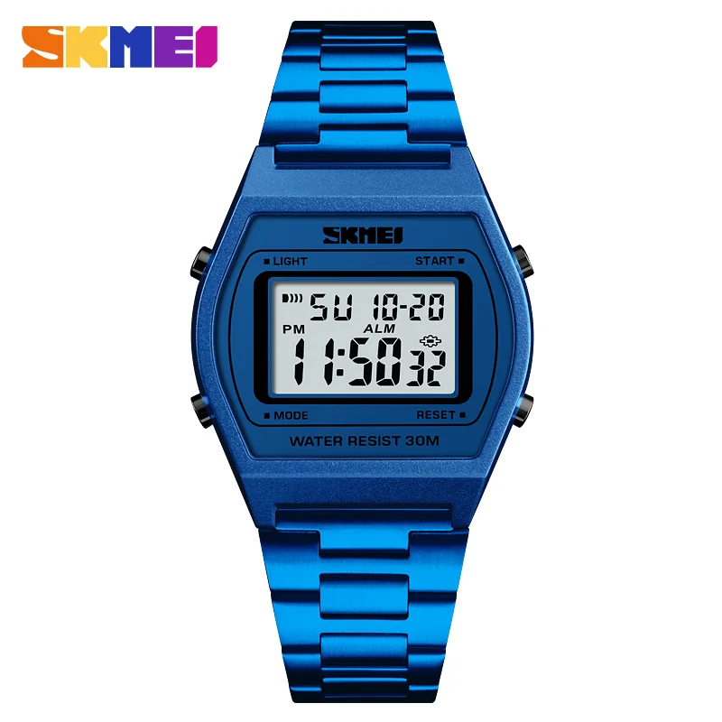 Skmei, мужские спортивные цифровые часы, люксовый бренд, мужские, светодиодный, электронные наручные часы, 30 м, водонепроницаемые, 12/24 часа, часы, Relogio Masculino - Цвет: blue