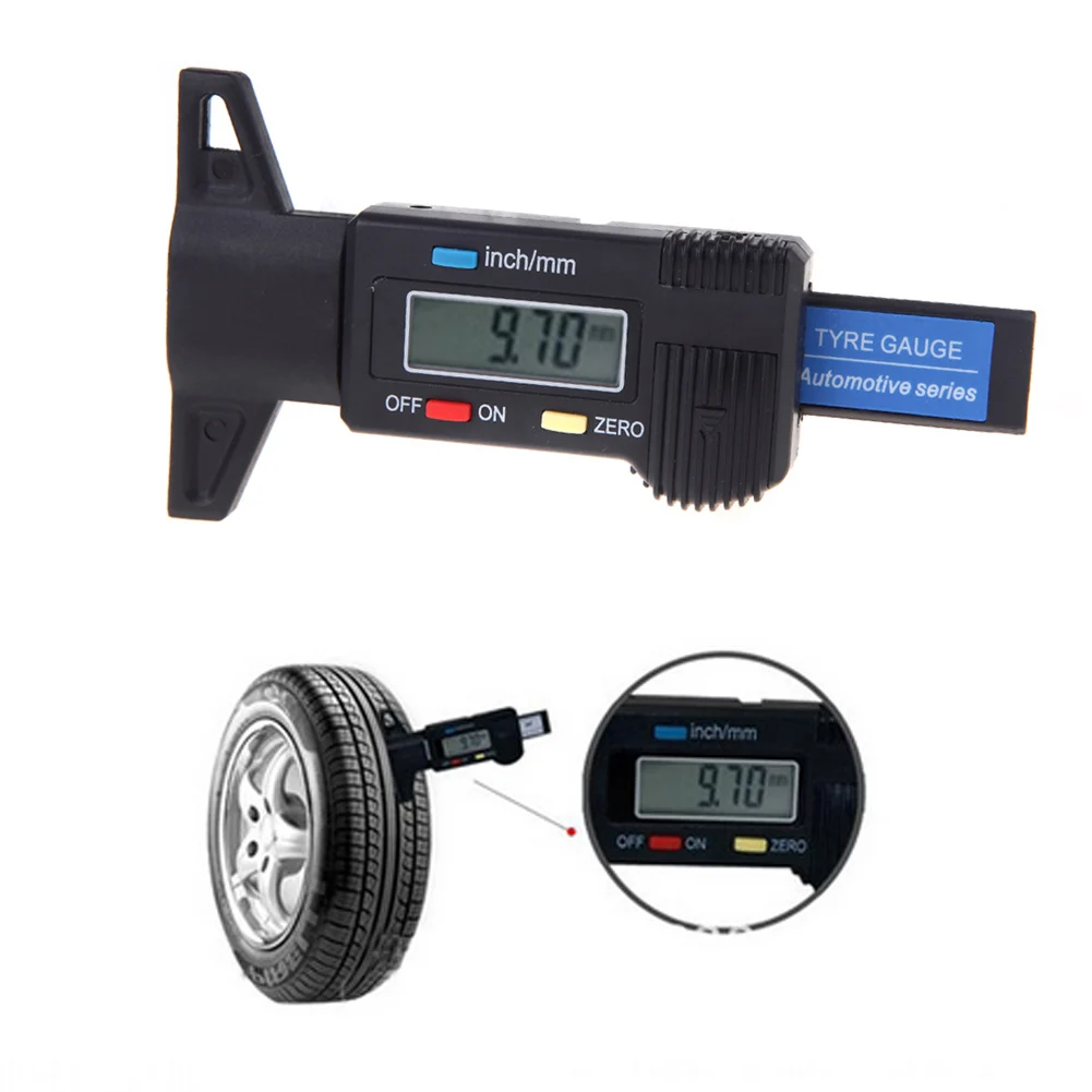 Digital LCD Tyre Tire Tread Depth Gauge 0 25.4mm Metric / Inch Standard