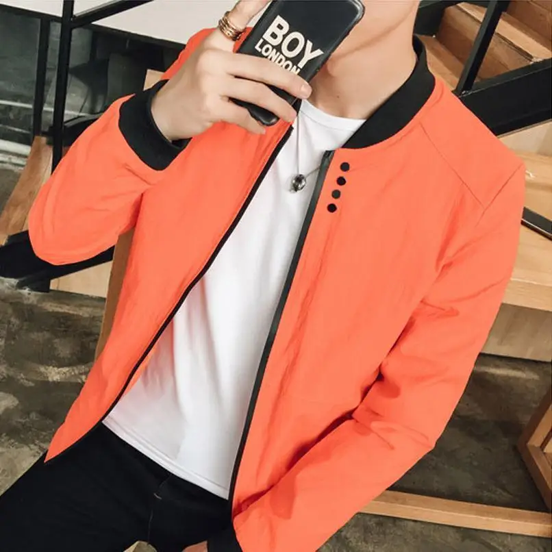 

2017 Autumn fashion Casual Slim bomber thin mens summer Jacket man black Solid High Quality male coats